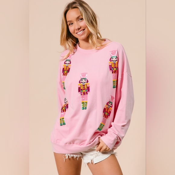 BLACK FRIDAY SALE!!🎁 BiBi Sequin Nutcracker Embroidery Christmas Sweatshirt